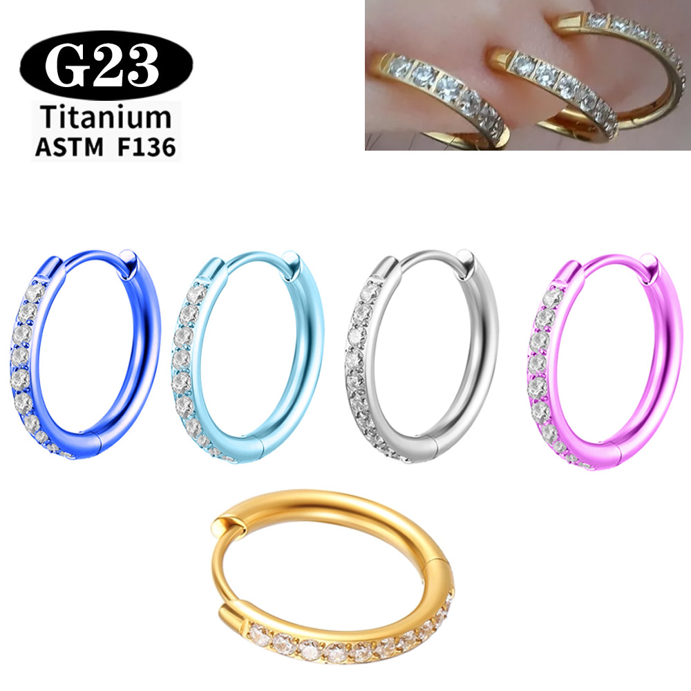 Body Jewelry Quality - ASTM F136 G23 Titanium arring CZ