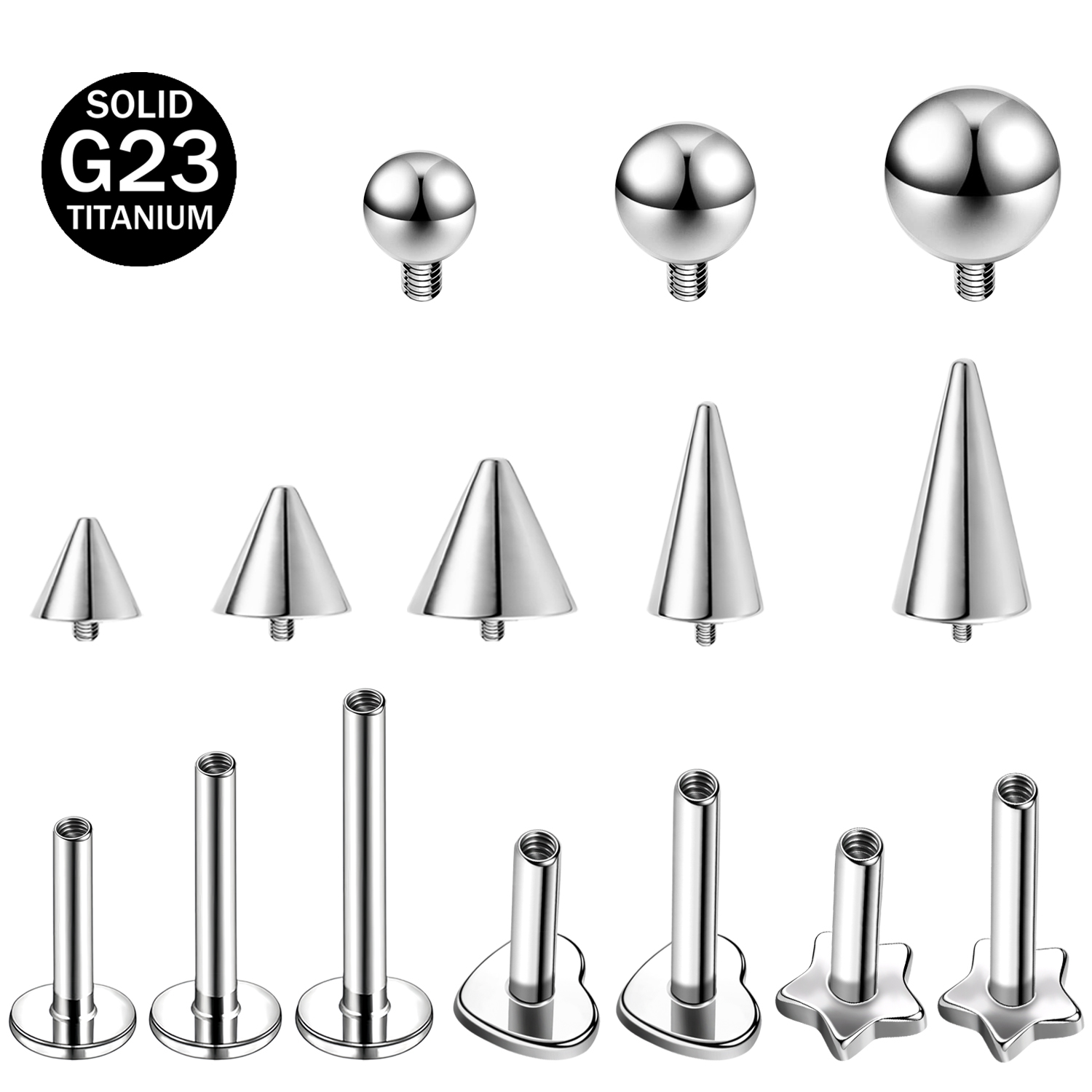 Tragus Flat Back - ZS 1PC Star Heart Spike Lip