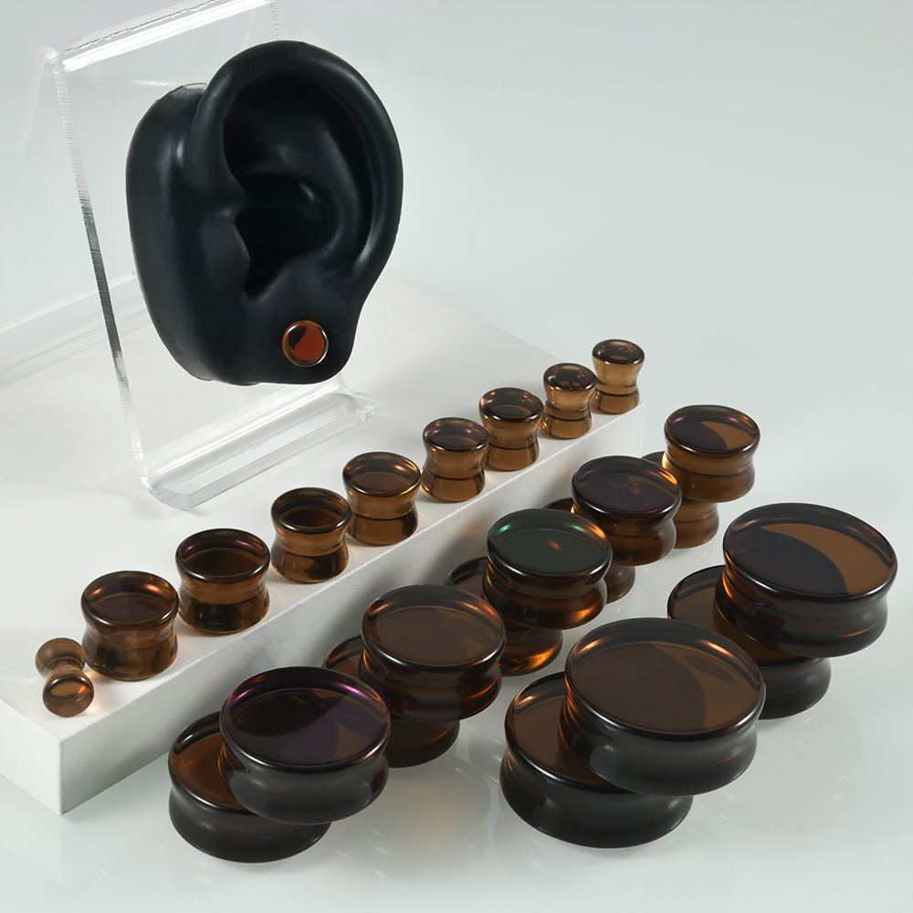 Body Jewelry Quality - 1Pair Top Quality Iridescent Glass Double