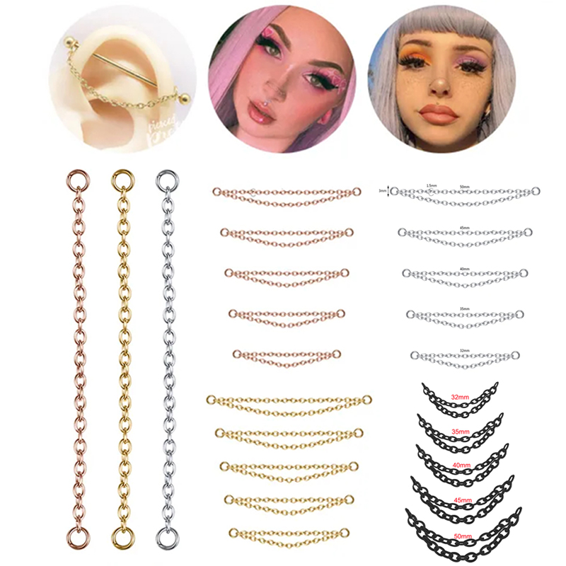 Body Jewelry Industrial - 1PC Silver/Gold Color Nose Chain Jewelry