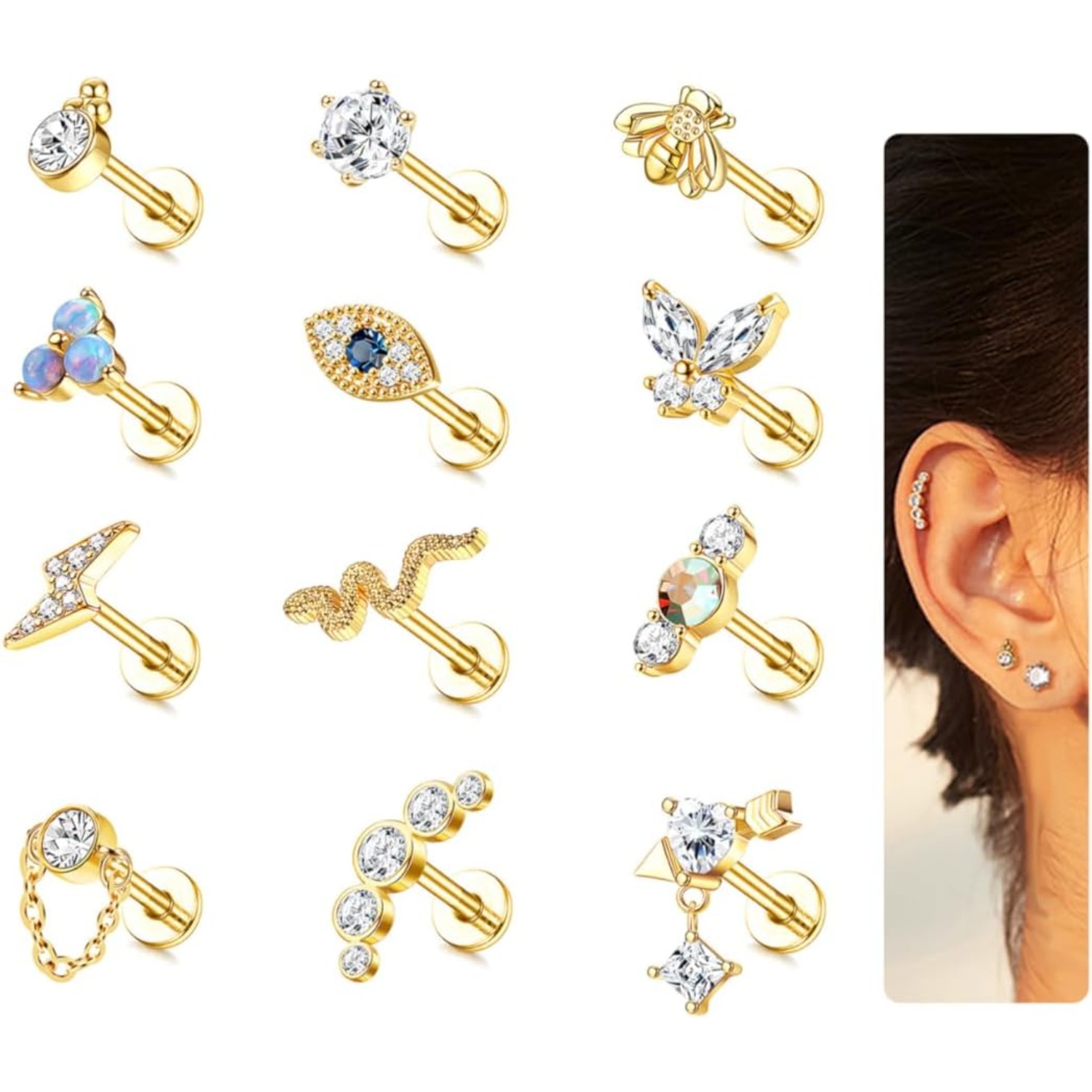 Tragus Flat Back - Bobisty 1Pc Cartilage Earrings Stud for