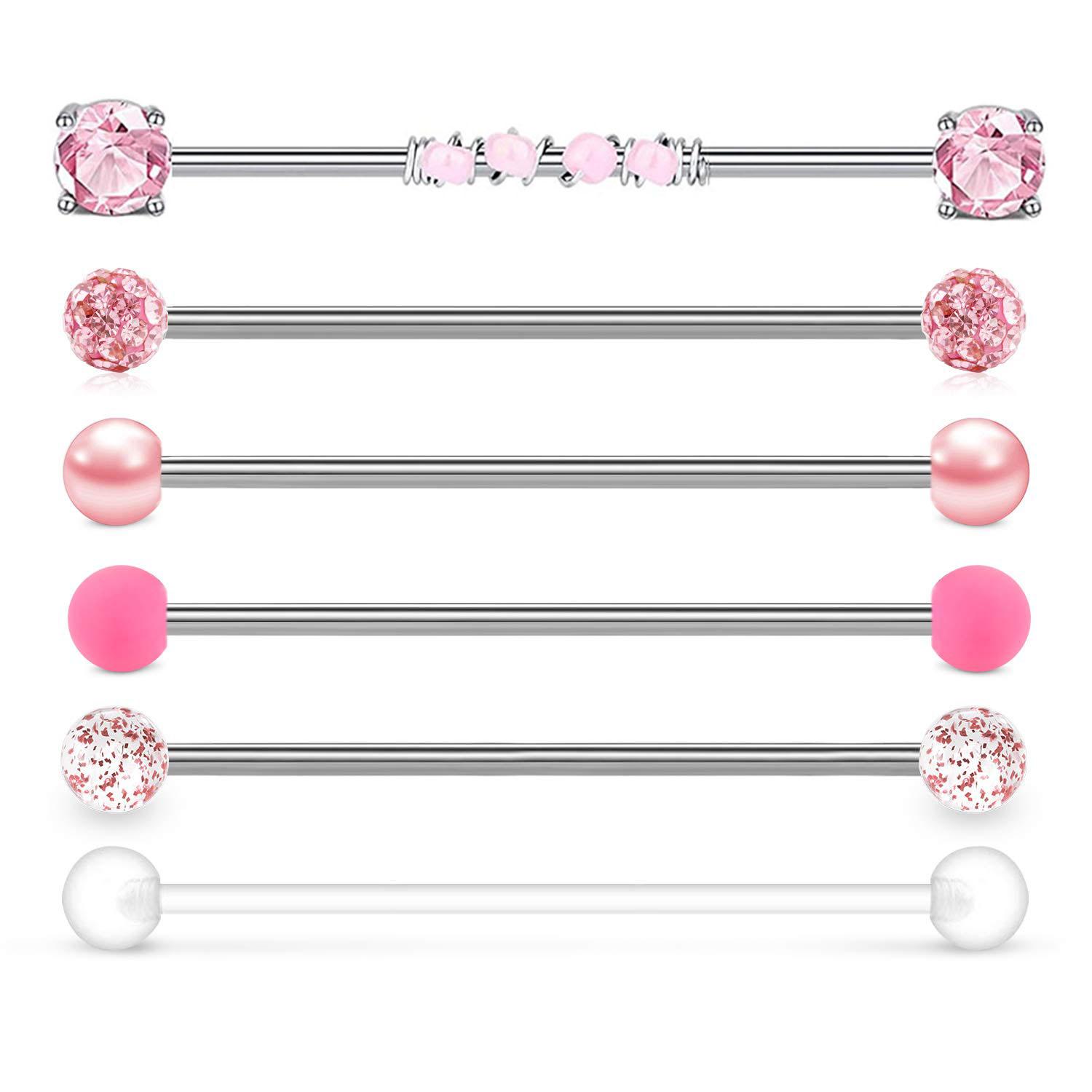 Body Jewelry Industrial - 1pc/6pcs 14G 38mm Stainless Steel Industrial