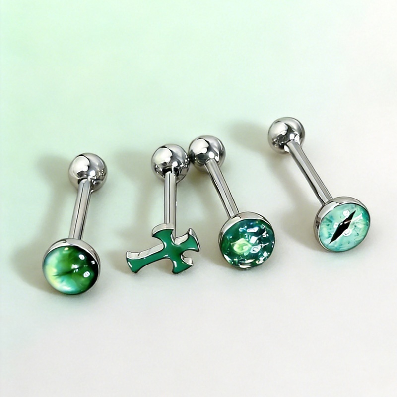 Body Jewelry Quality - 1Pc High-Quality Trendy Green Sparkling Cross