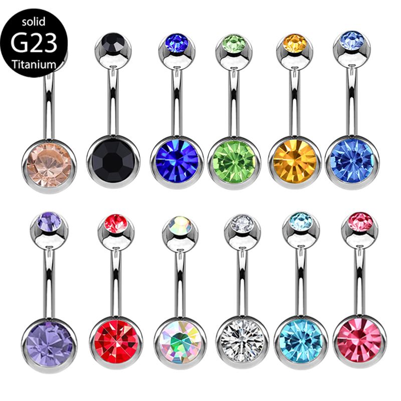 Body Jewelry Quality - G23 Titanium Double Gem belly button
