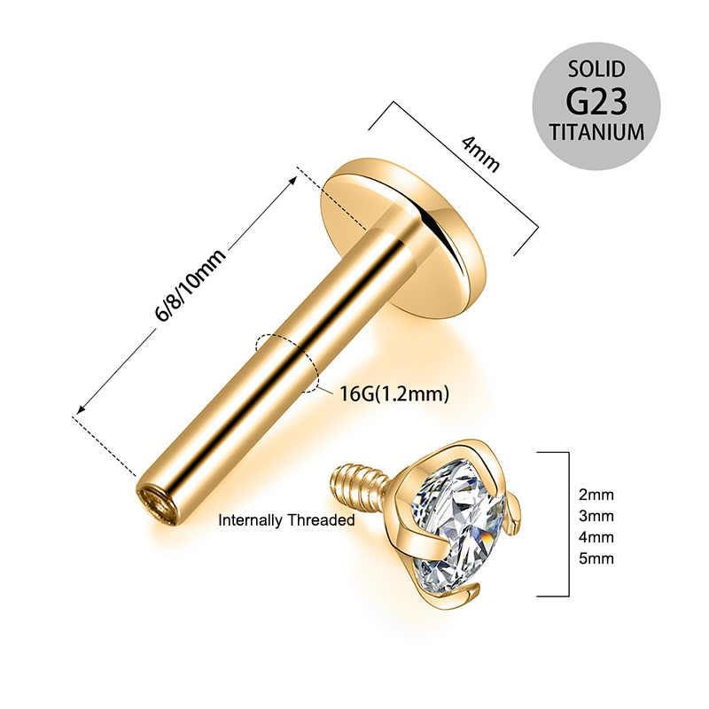 16G Titanium Internally Thread - огляд і ціна Body Jewelry Back