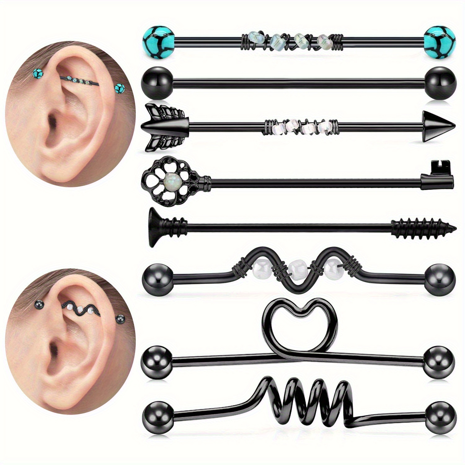 8pcs14G Stainless Steel Indust - огляд і ціна Body Jewelry Industrial