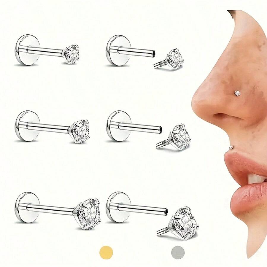 6 Flat Back Earring Studs - Fe - огляд і ціна Tragus Flat Back