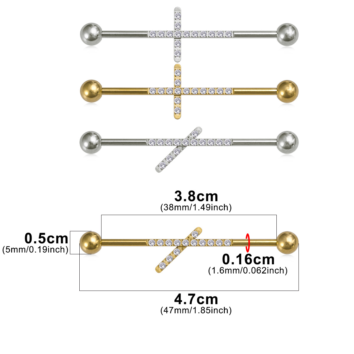 1pc Zirconia Industrial Pierci - огляд і ціна Body Jewelry Industrial