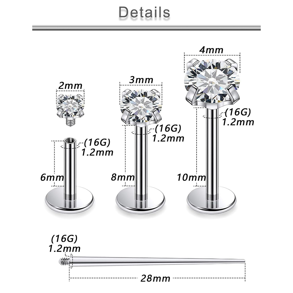 13 PCS Labret Piercing Set Sur - огляд і ціна Tragus Flat Back