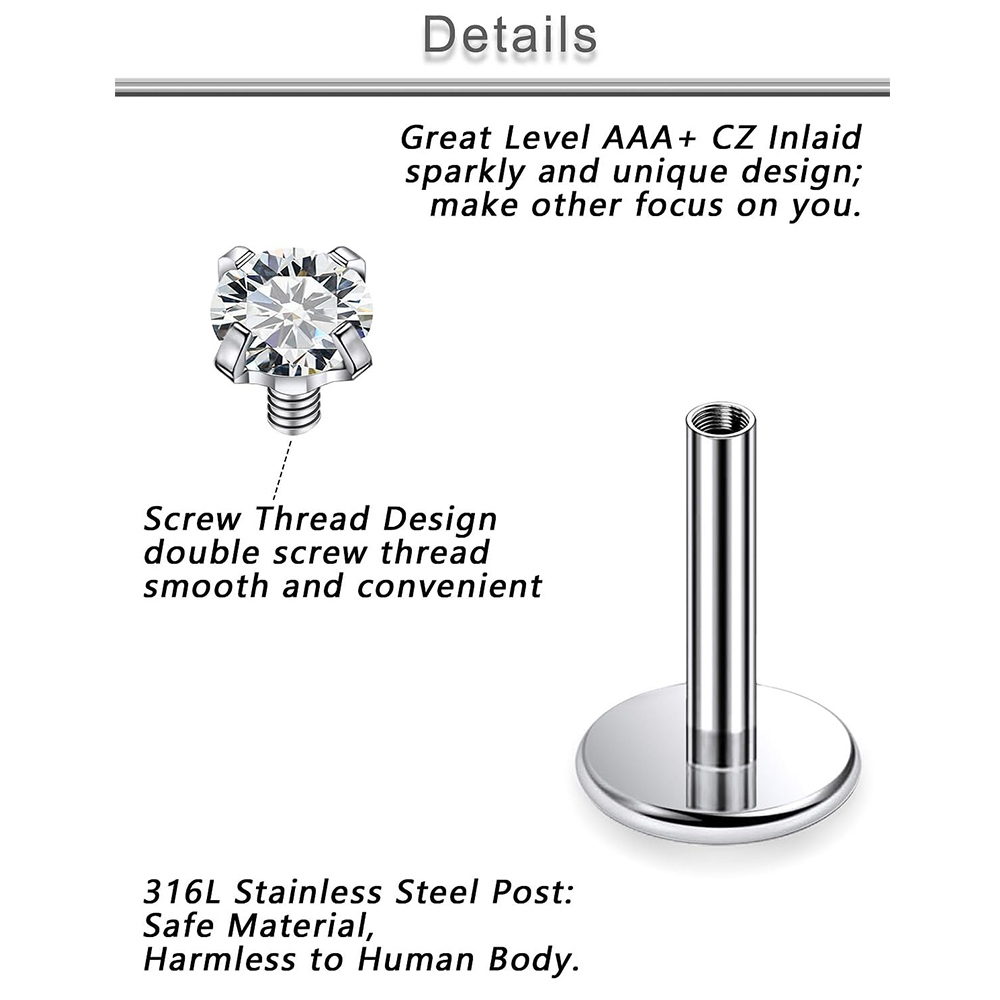 13 PCS Labret Piercing Set Sur - огляд і ціна Tragus Flat Back