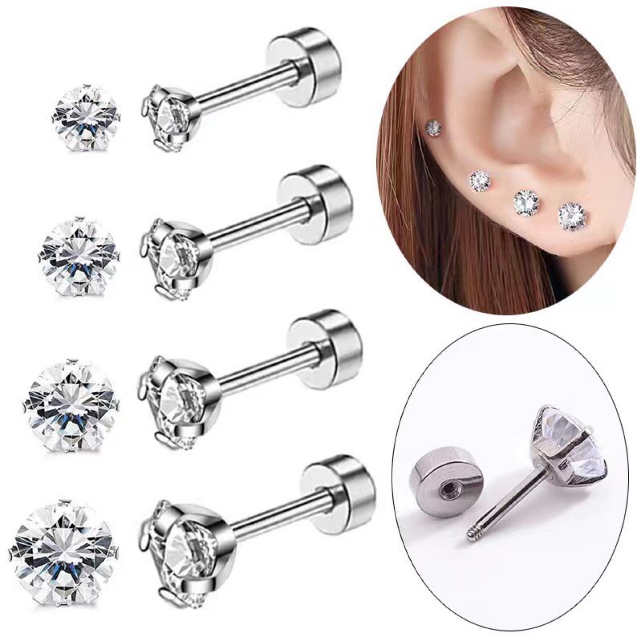 1Pair Classic Flat Back Screw  - огляд і ціна Tragus Flat Back