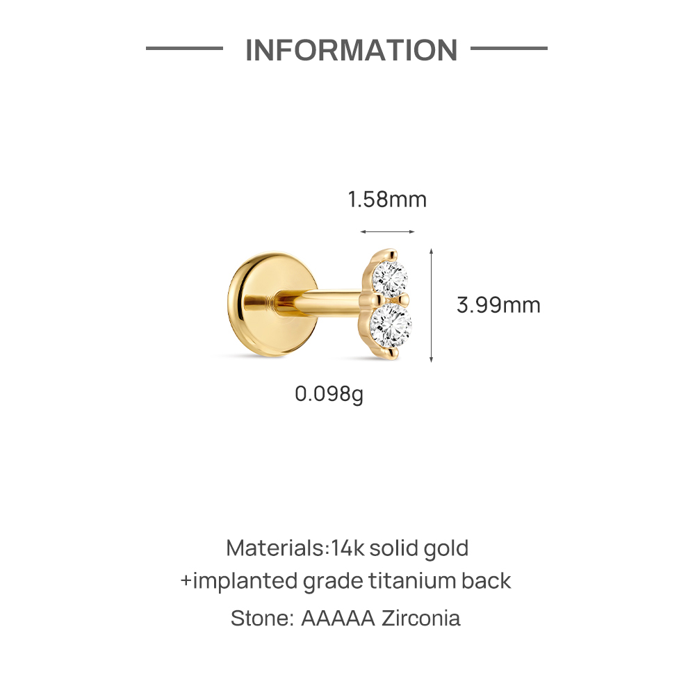CANNER 1PC 14K Solid Gold Doub - огляд і ціна Tragus Flat Back