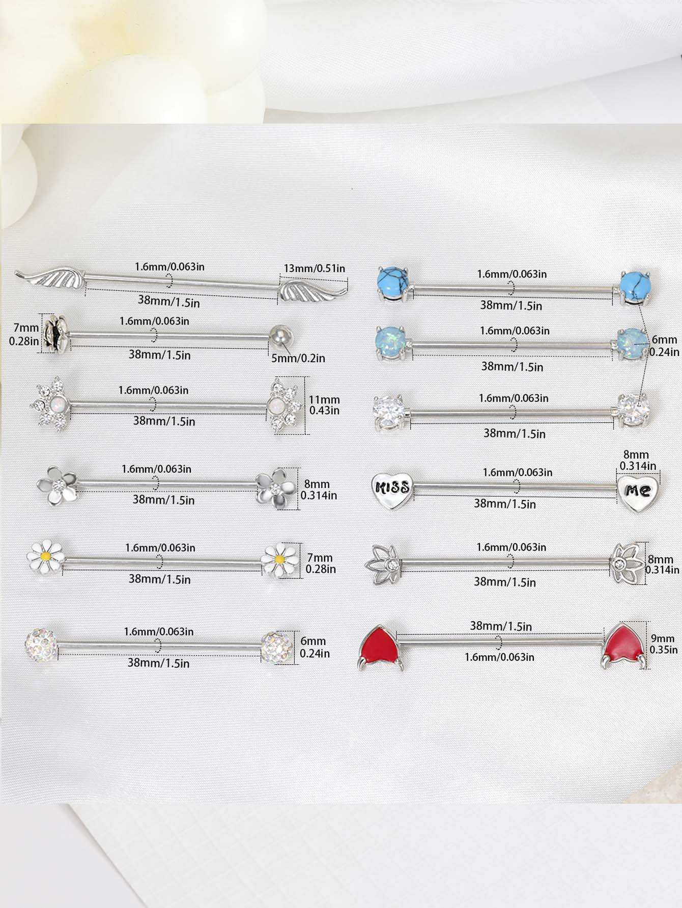 16G Arrows Hearts Industrial B - огляд і ціна Body Jewelry Industrial