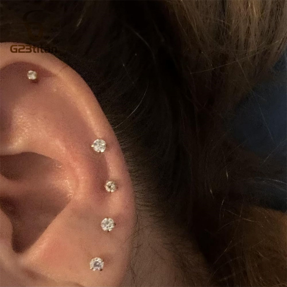 2pc G23 Titanium Push In Earri - огляд і ціна Tragus Flat Back