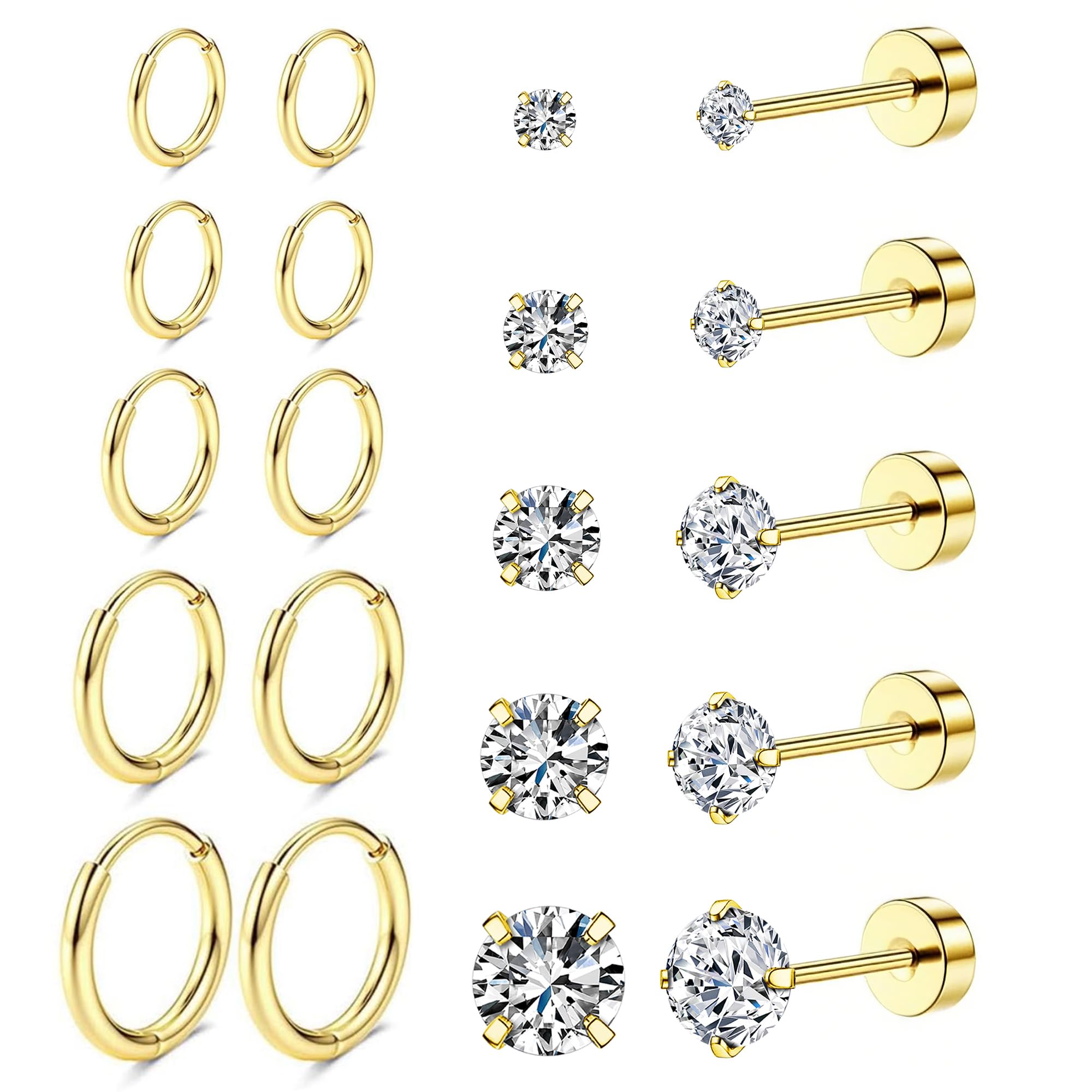 10 Pairs Earrings Set for Wome - огляд і ціна Tragus Flat Back